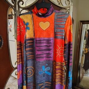 SHEIN Multicolor Patchwork Long Sleeve Dress